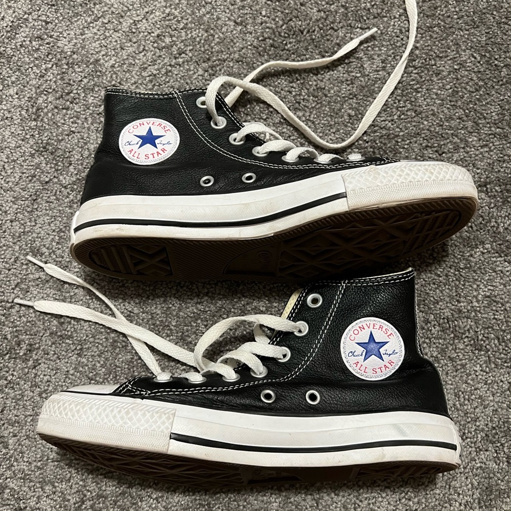 Black Leather Hightop Converse